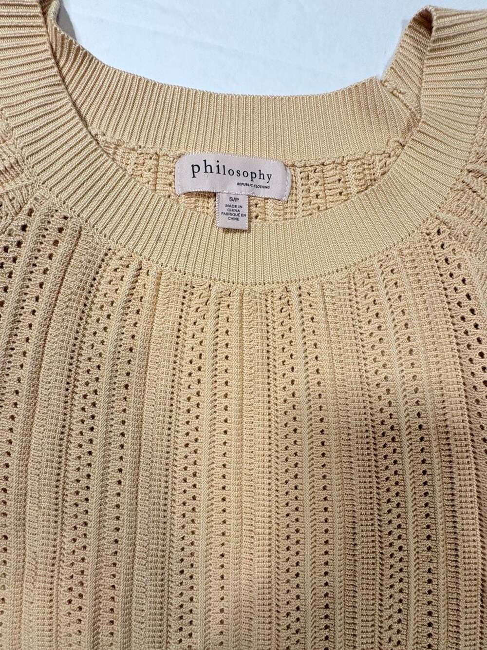Philosophy Republic Clothing Women's Puff Sleeve Pointelle Knit Sweater #1062 - Picture 3 of 8
